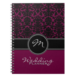 Cuaderno Monograma Plum Negro Blanco Damask Planner