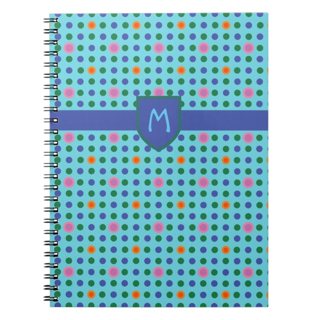 Cuaderno Monograma Polka puntos Personalizado portátil o Jo (Frente)