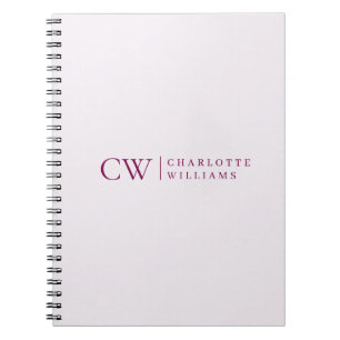 Cuaderno Monograma portátil inicial y de nombre rosado pers