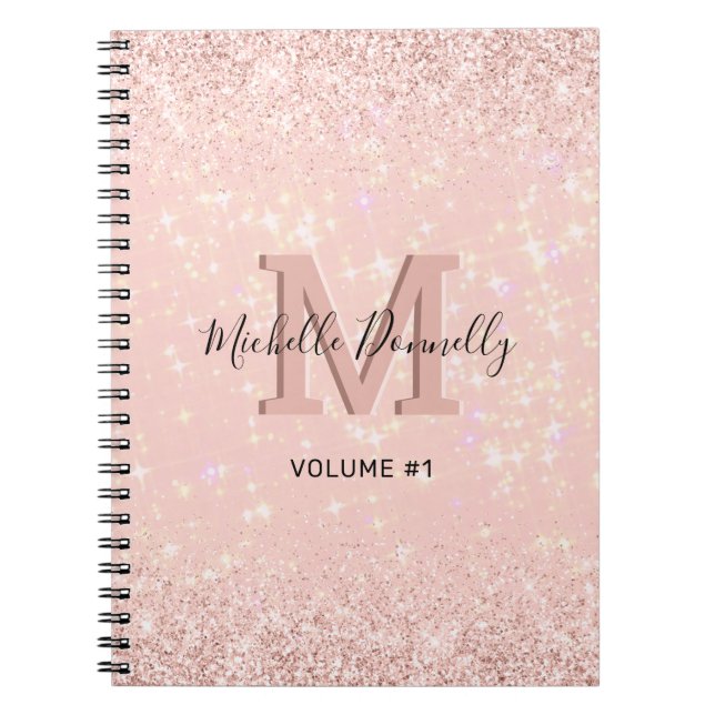 Cuaderno Monograma portátil rosa de Moda cruda (Frente)