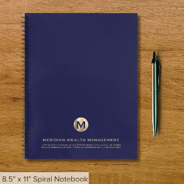Cuaderno Monograma profesional azul y oro