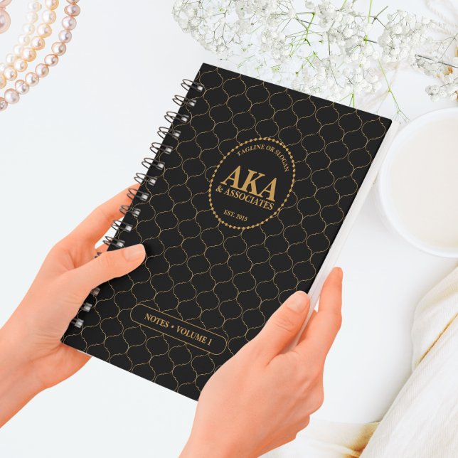 Cuaderno Monograma profesional Black Gold Trellis (Subido por el creador)