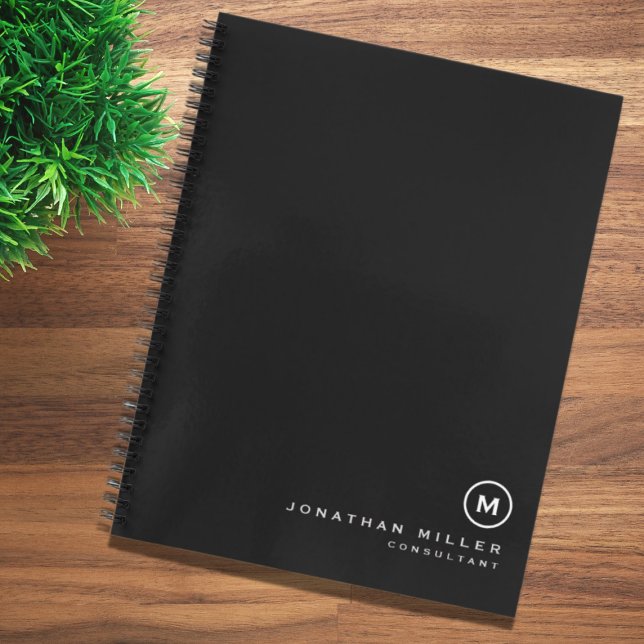 Cuaderno Monograma profesional blanco y negro inicial (Subido por el creador)