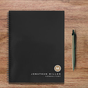 Cuaderno Monograma profesional de oro negro moderno