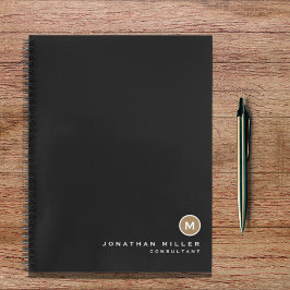Cuaderno Monograma profesional de oro negro moderno