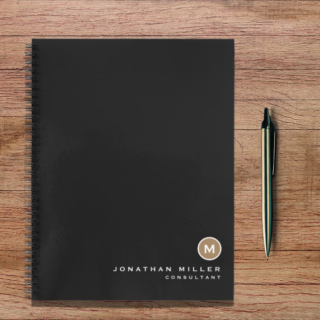 Cuaderno Monograma profesional de oro negro moderno (Subido por el creador)