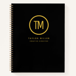 Cuaderno Monograma Profesional Empresarial Moderno Negro Do