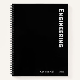 Cuaderno Monograma profesional moderno Ingeniería negro