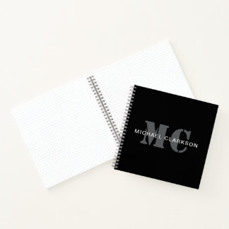 Cuaderno Monograma profesional moderno negro y blanco