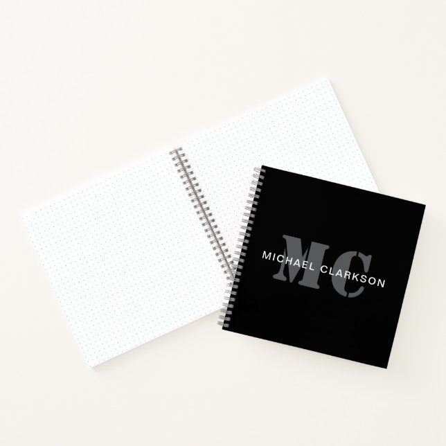Cuaderno Monograma profesional moderno negro y blanco (Interior)