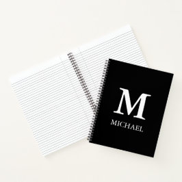 Cuaderno Monograma profesional moderno negro y blanco