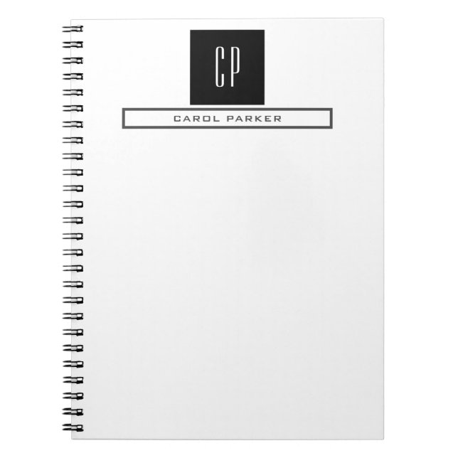 Cuaderno Monograma profesional moderno Nombre simple (Frente)