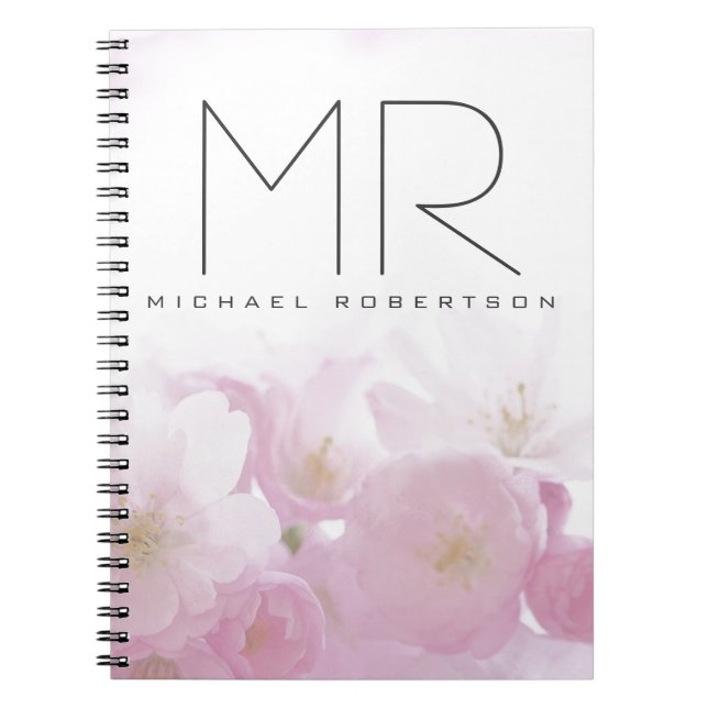 Cuaderno Monograma profesional personalizado Floral mínima (Frente)