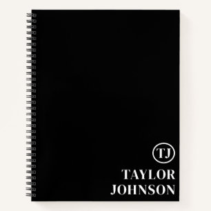 Cuaderno Monograma Profesional Personalizado Negro Y Blanco