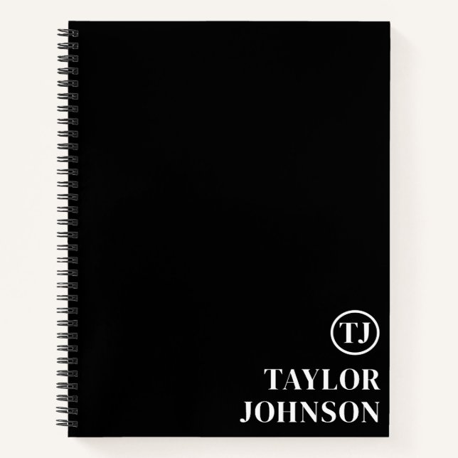 Cuaderno Monograma Profesional Personalizado Negro Y Blanco (Anverso)