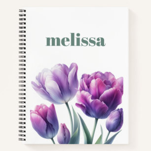 Cuaderno Monograma púrpura elegante personalizado