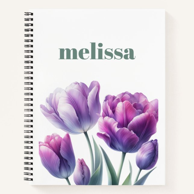 Cuaderno Monograma púrpura elegante personalizado (Anverso)
