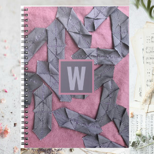 Cuaderno Monograma púrpura personalizado abstracto geométri