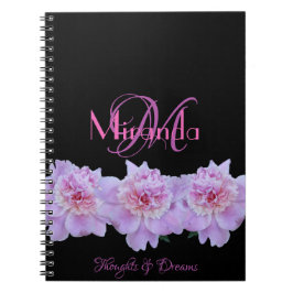 Cuaderno Monograma Púrpura Rosa Moda Tipografía Retro