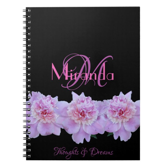 Cuaderno Monograma Púrpura Rosa Moda Tipografía Retro (Frente)