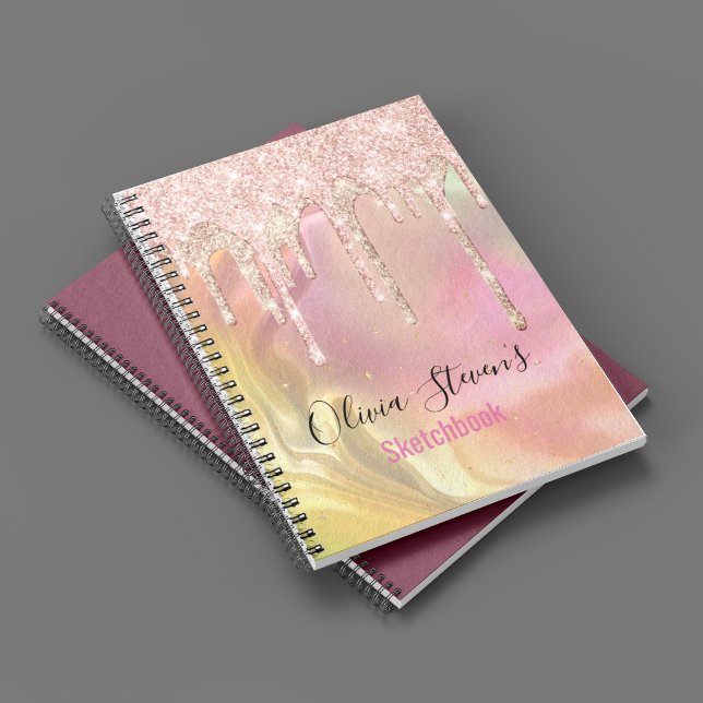Cuaderno monograma purpurina de goteo de unicornio rosa de  (Subido por el creador)