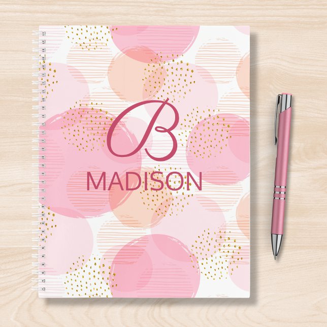 Cuaderno Monograma Purpurina de niñas rosadas moderno perso (Subido por el creador)