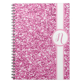 Cuaderno Monograma Purpurina rosa