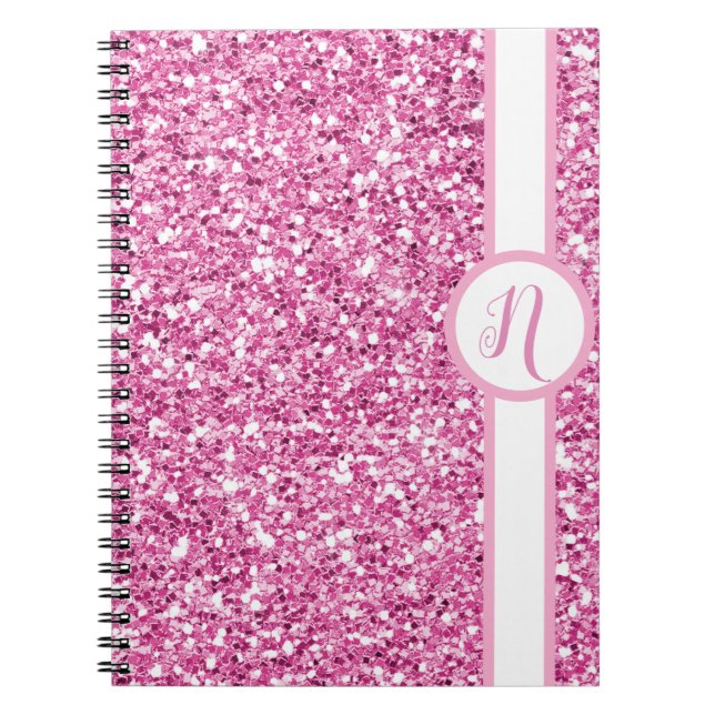 Cuaderno Monograma Purpurina rosa (Frente)