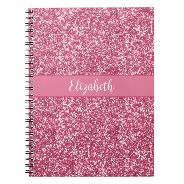 Cuaderno Monograma Purpurina rosa Gray Trendy Glam Bling (Frente)