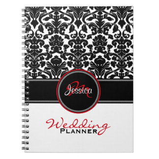 Cuaderno Monograma Red Black Damask Planner