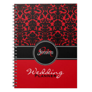 Cuaderno Monograma Red Black Damask Planner