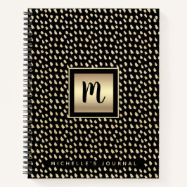 Cuaderno Monograma Relieve metalizado de oro negro negrita