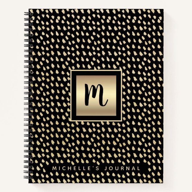 Cuaderno Monograma Relieve metalizado de oro negro negrita  (Anverso)