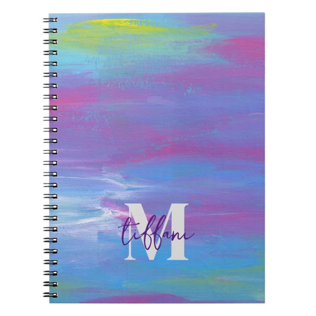 Cuaderno Monograma Resumen Azul Verde Púrpura Blanco (Frente)