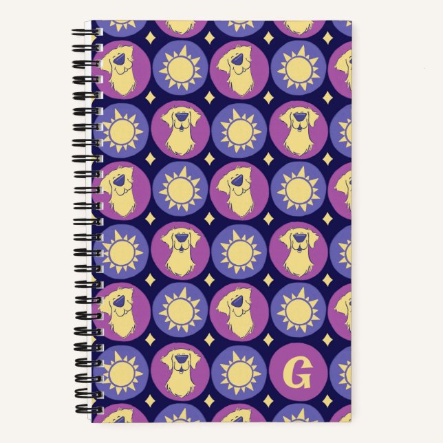 Cuaderno Monograma Retriever Dorado Sol Personalizado Capri (Anverso)