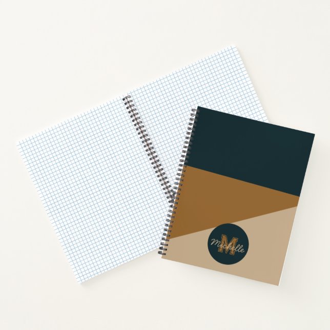 Cuaderno Monograma retro 70 Bloque de color verde marrón (Interior)