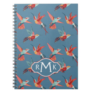 Cuaderno Monograma retro del modelo el   del colibrí