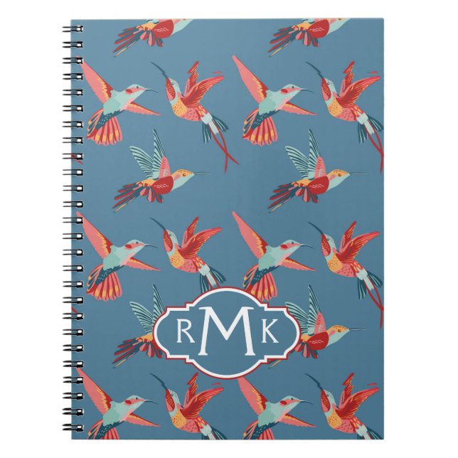 Cuaderno Monograma retro del modelo el | del colibrí (Frente)