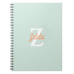 Cuaderno Monograma Retro Personalizado Verde Limón Naranja