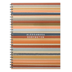 Cuaderno Monograma retro stripes abstracto de color vintage
