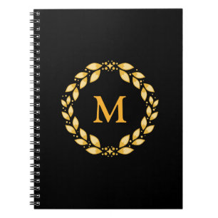 Cuaderno Monograma romano con hojas de oro adornado de la