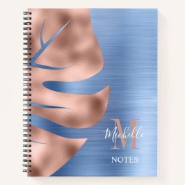 Cuaderno Monograma rosa azul elegante