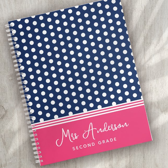 Cuaderno Monograma rosa azul Punto de Polka (Subido por el creador)