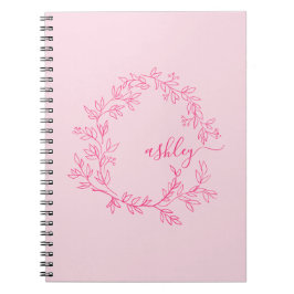 Cuaderno Monograma rosa caliente de vuelta a la escuela