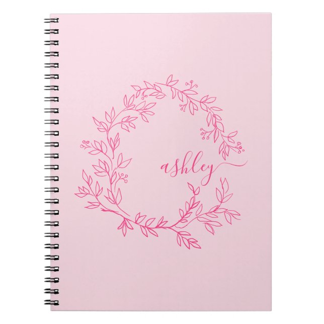 Cuaderno Monograma rosa caliente de vuelta a la escuela (Frente)