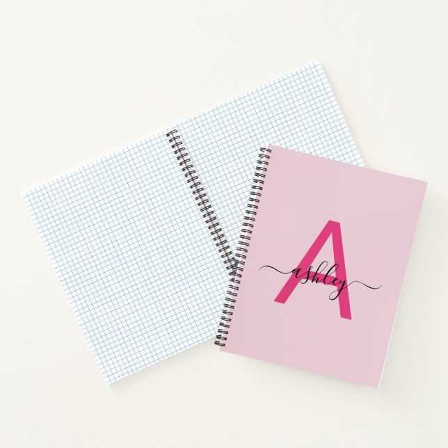 Cuaderno Monograma rosa caliente de vuelta a la escuela (Interior)