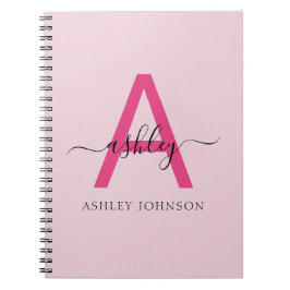 Cuaderno Monograma rosa caliente de vuelta a la escuela