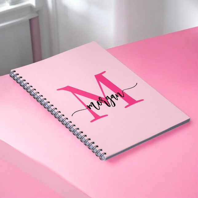 Cuaderno Monograma rosa caliente de vuelta a la escuela (Subido por el creador)