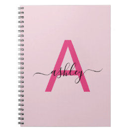 Cuaderno Monograma rosa caliente de vuelta a la escuela