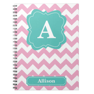 Cuaderno Monograma rosa claro de Chevron